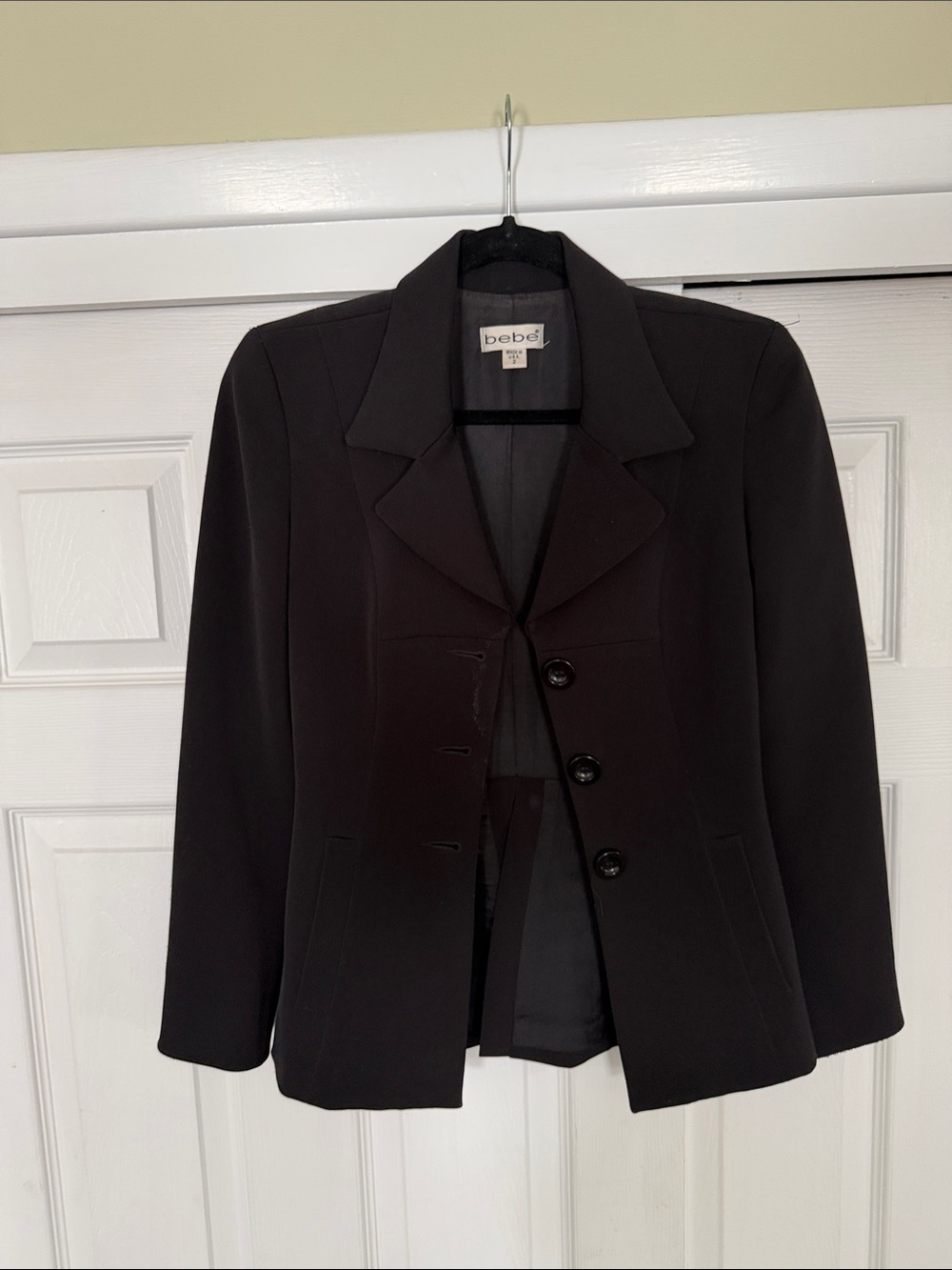 bebe Black Classic Three-Button Blazer